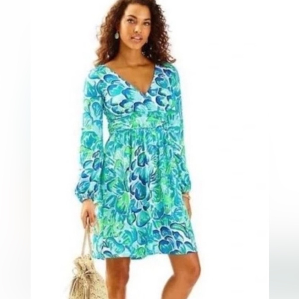 Lilly Pulitzer Fluer Blue Long Sleeve Dress